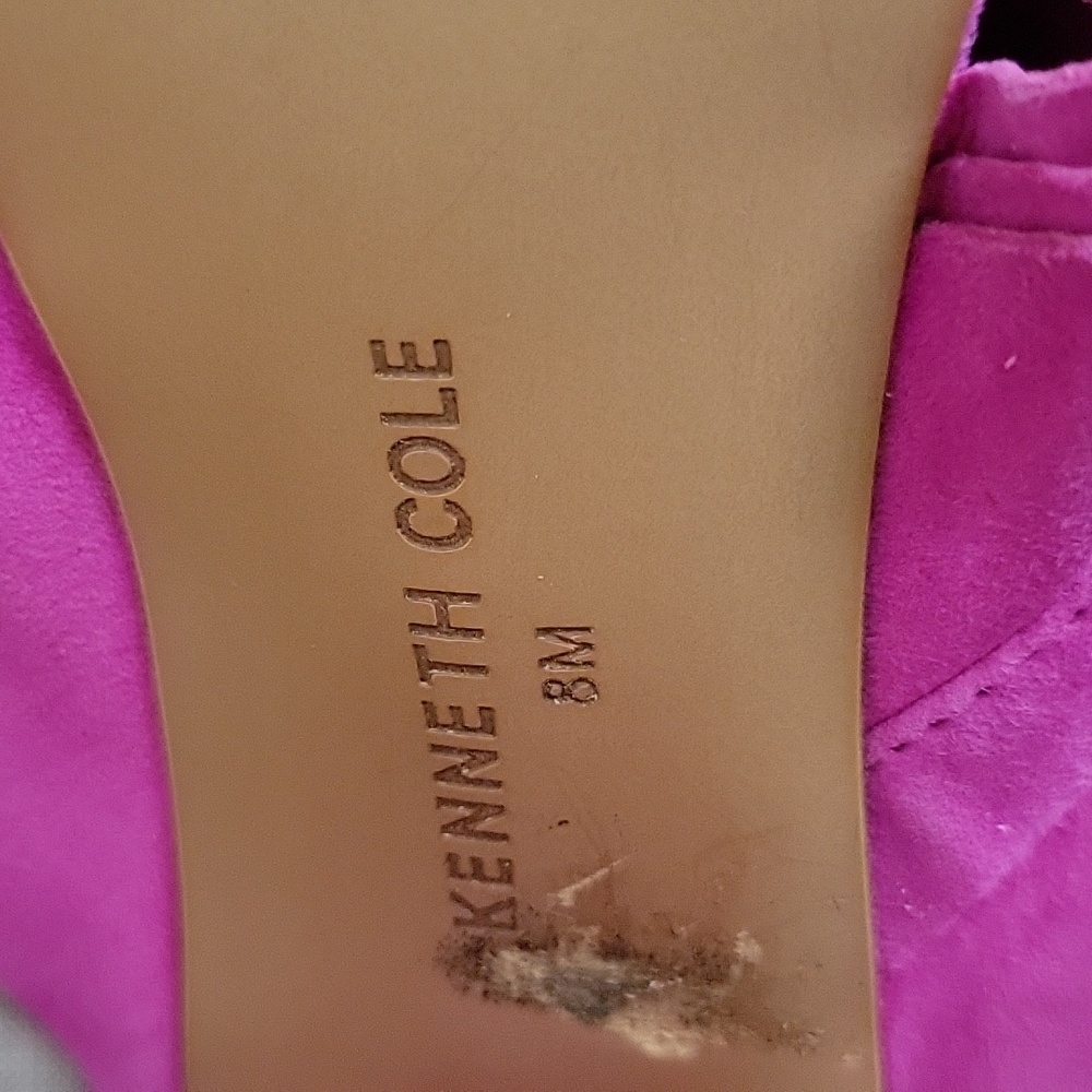 Kenneth Cole New York Laken Ruffle Strap Slide Hot Pink, Block Heel Sandal 8 M - Picture 5 of 10